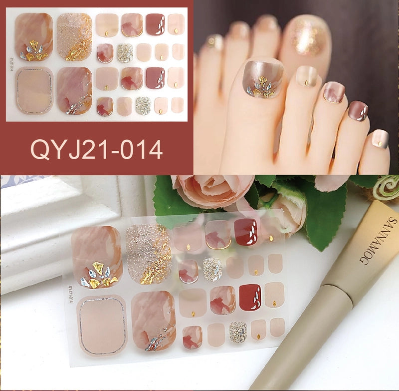 Explosions Foot Nail Stickers Summer Toenail Stickers Bronzing Imitation Diamond Nail Stickers Waterproof Foot Stickers