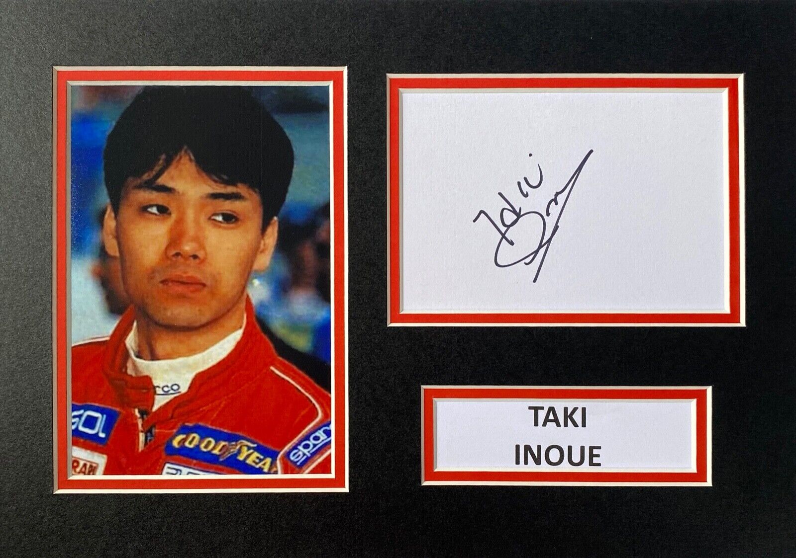 TAKI INOUE SIGNED A4 Photo Poster painting MOUNT DISPLAY F1 AUTOGRAPH FORMULA 1