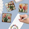 (US Local)6Pcs Retro Tulip DIY Diamond Painting Greeting Card 5D Drill Painting Card Kit