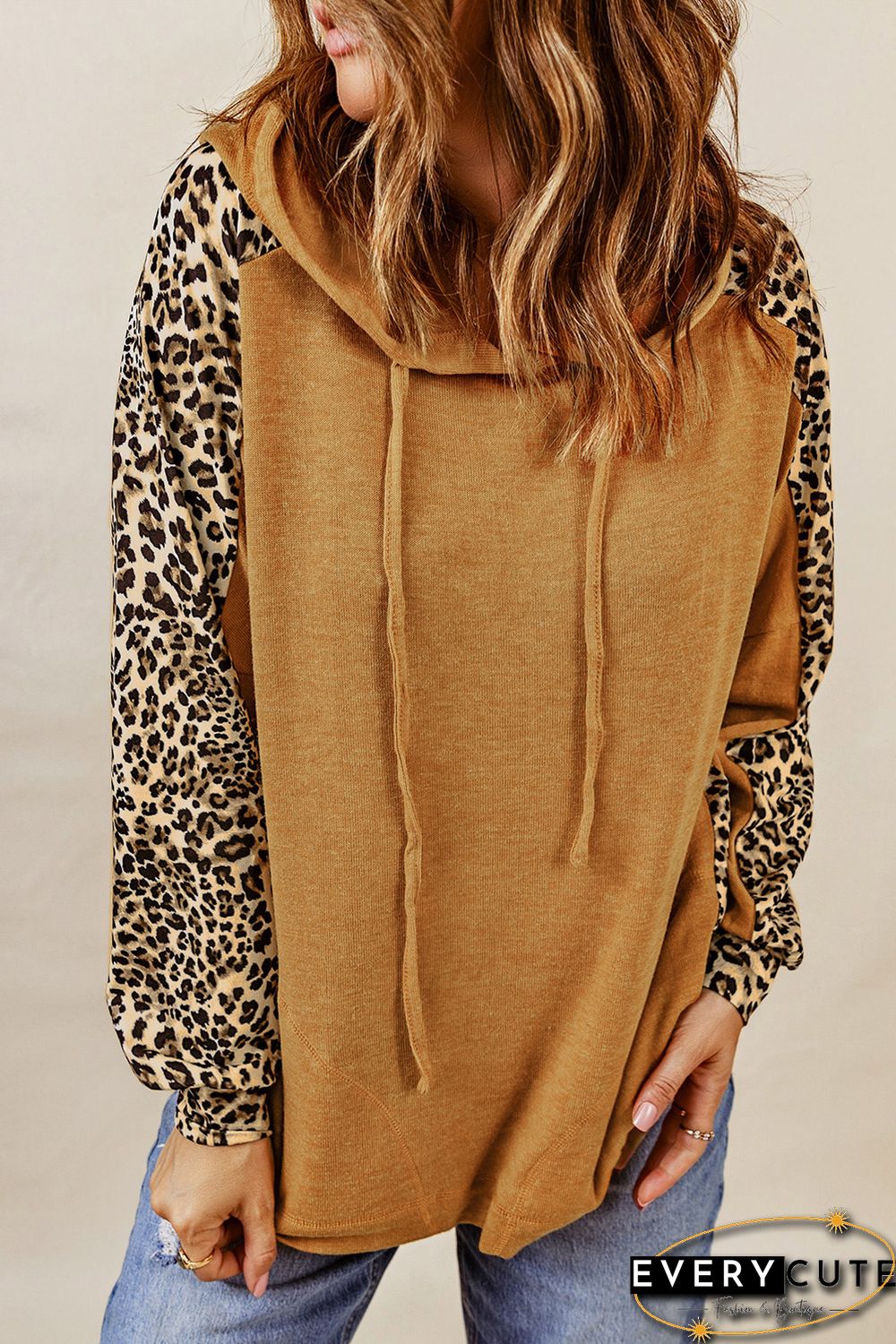 Leopard Patchwork Pullover Hoodie