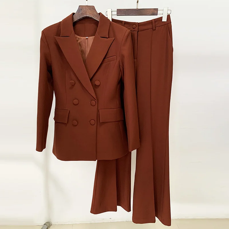 Nigikala Nigikala Star Fashion New Double Buckle Suit Jacket Horn Trousers Set Two Sets