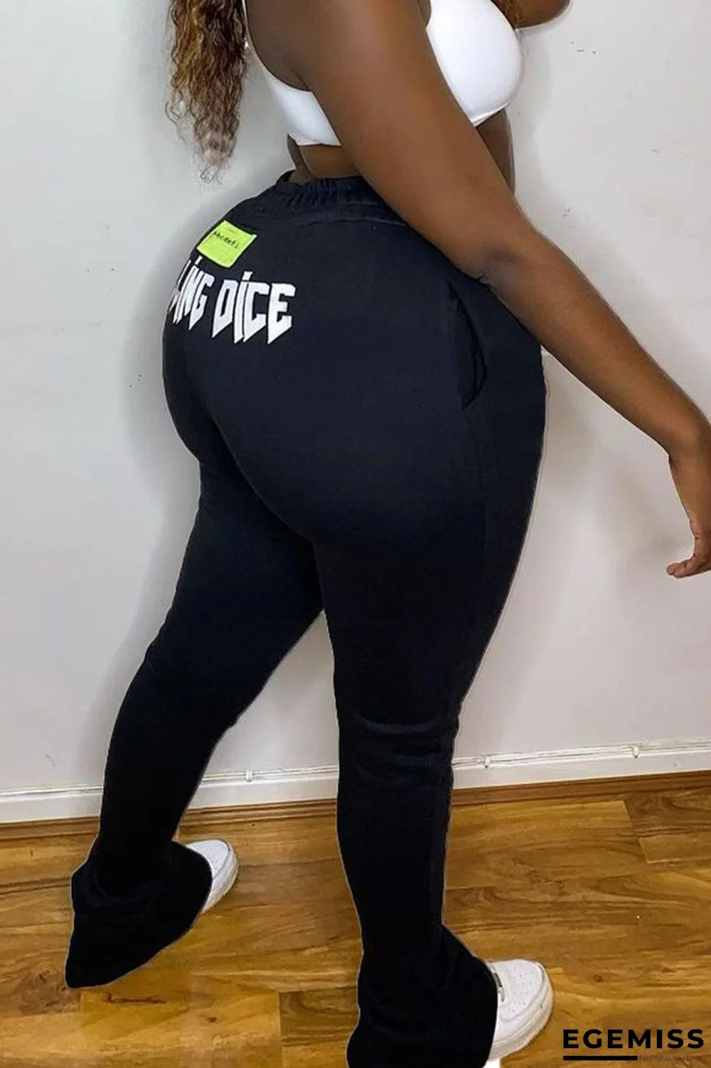 Black Sexy Print Solid Regular Mid Waist Pencil Bottoms | EGEMISS