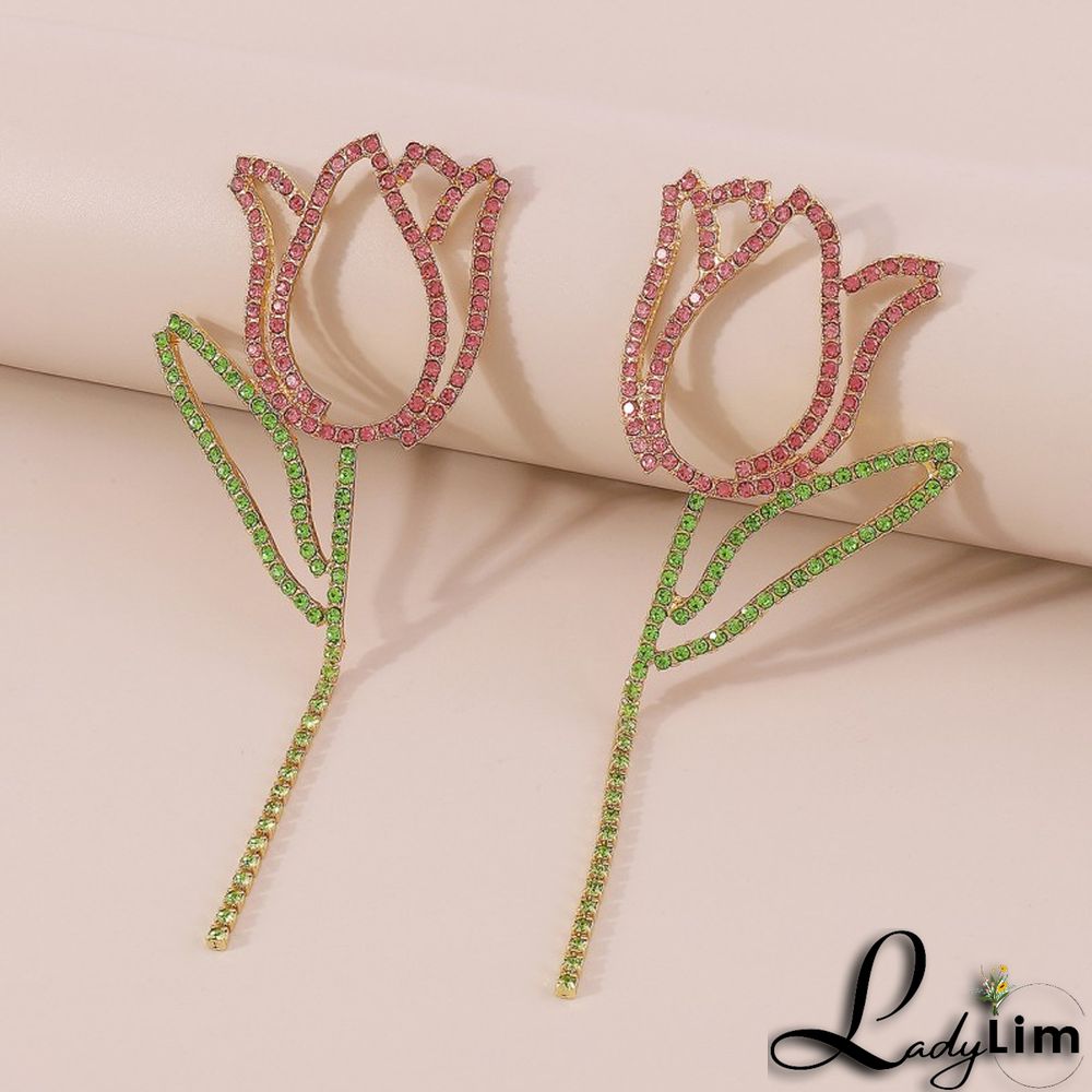 Pink Casual Patchwork Rhinestone Earrings