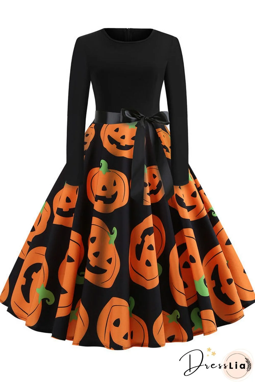 Halloween Printed Belt Vintage Dress