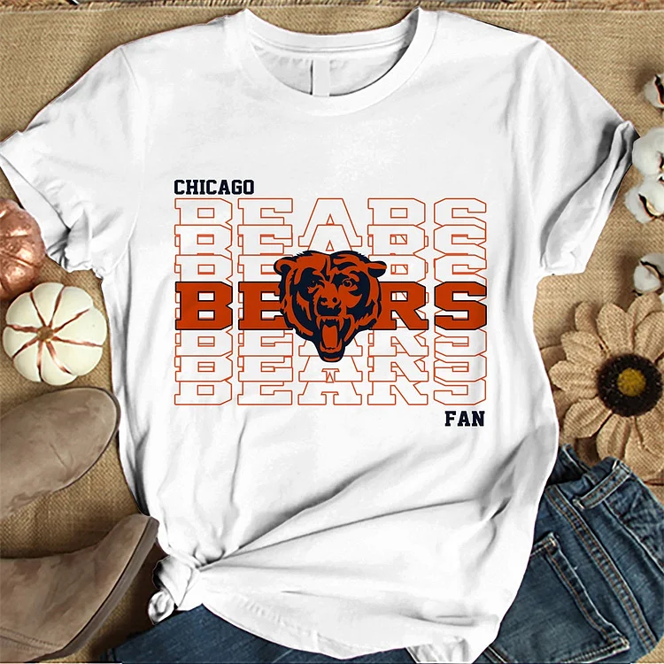 Chicago Bears  Women's White Relaxed T-Shirt