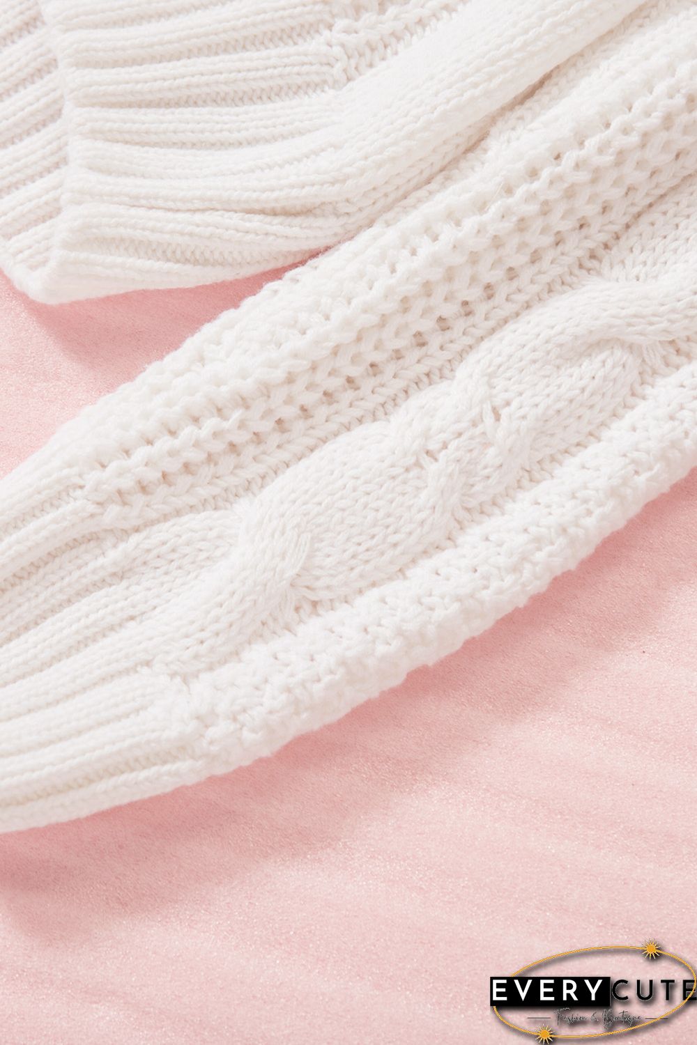 White Buttons Weave Knit Cardigan
