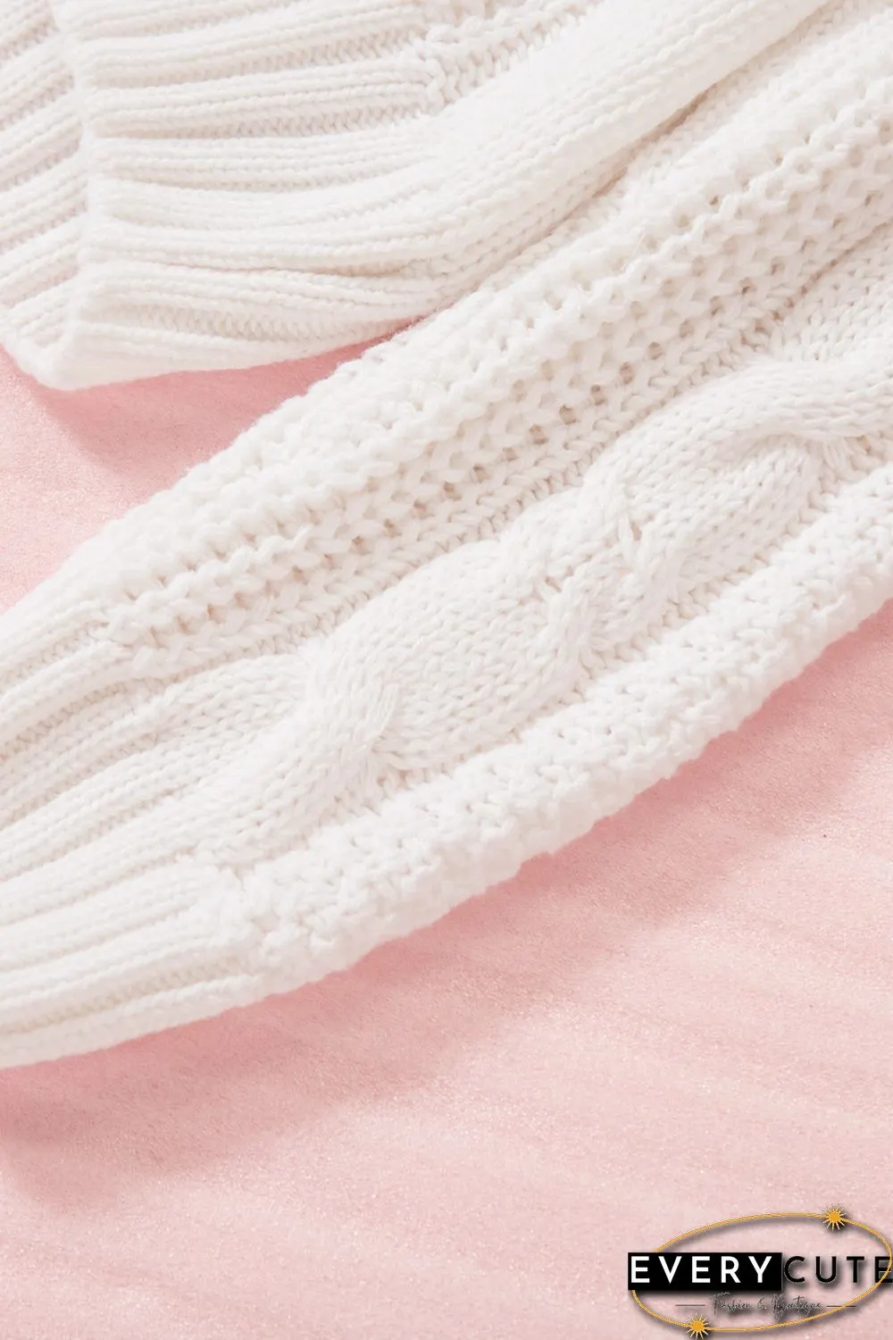 White Buttons Weave Knit Cardigan