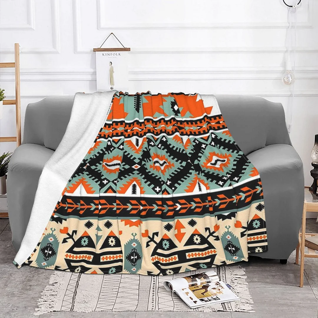 Athvotar Navajo Pattern Throw Blanket, Fleece Blanket Super Soft Cozy Lightweight Comfort Warm for Sofa Bed Couch Queen King Size