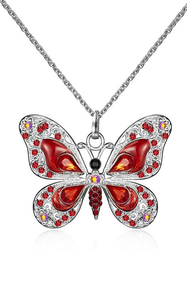 Vintage Butterfly Rhinestone Necklace
