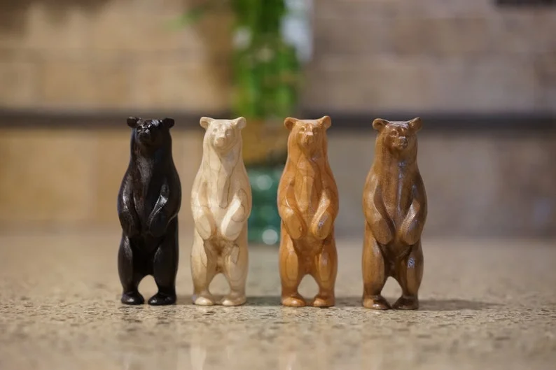 Hand Wood Carved Bear Statue