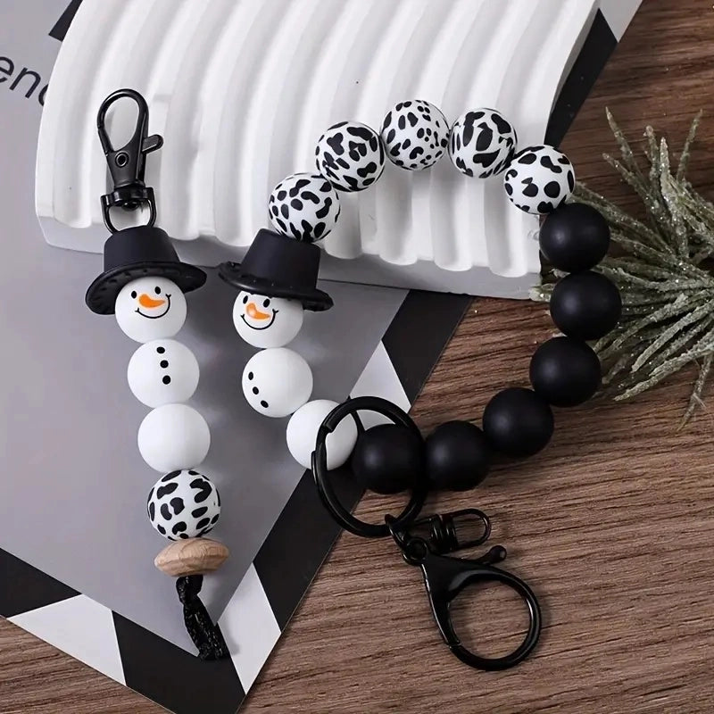 Cartoon Style Cartoon Snowman Alloy Silica Gel Beaded Christmas Bracelets Keychain