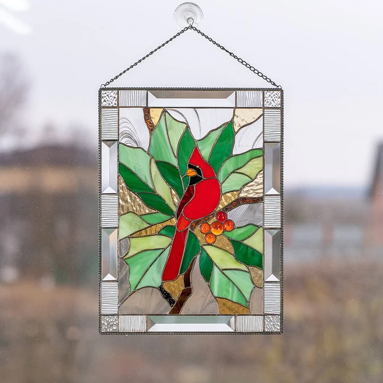⏰New Years Sale - 70% Off 🎉Cardinal Stained Glass Window Panel🦜🦜