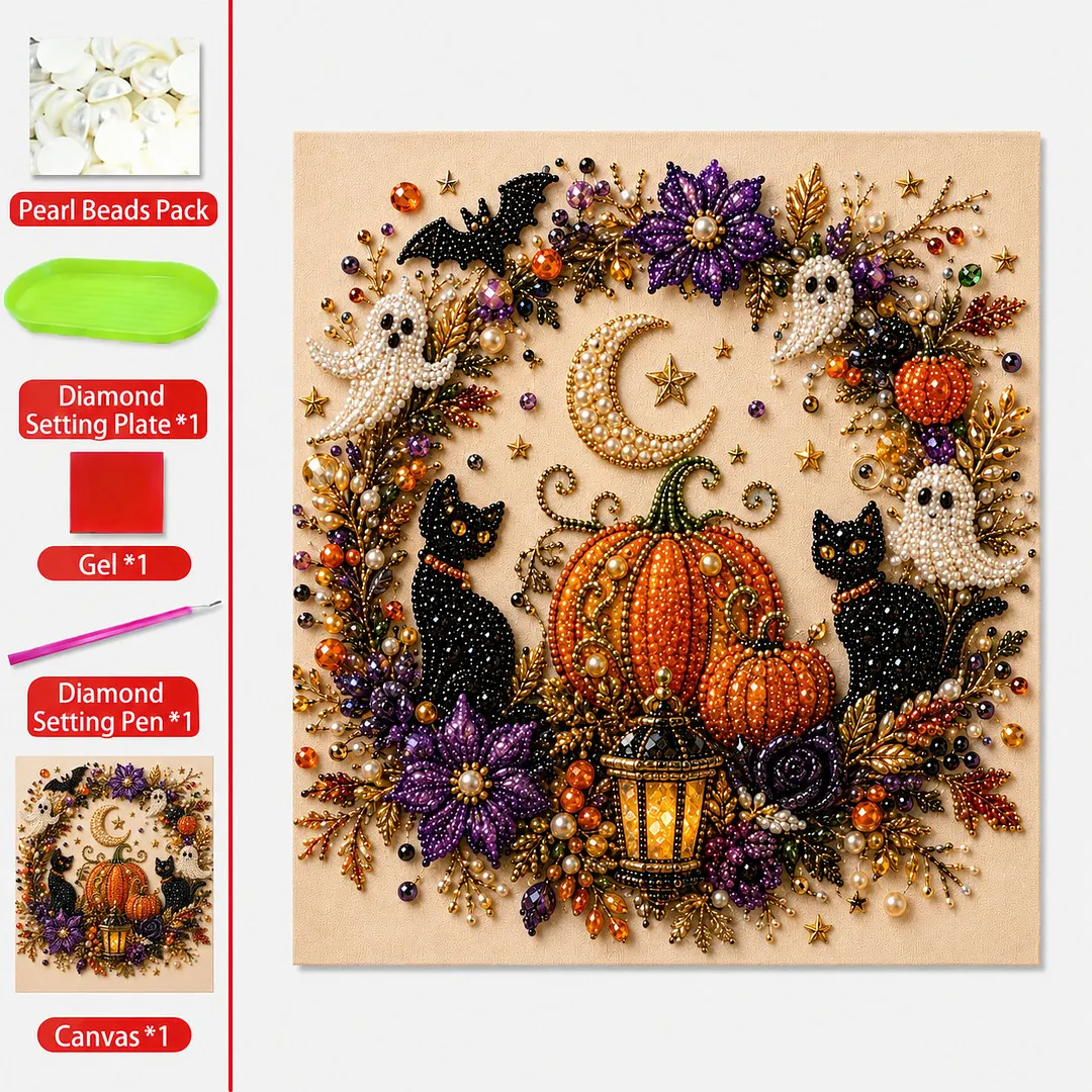 💥 Last Day 49% OFF &ndash; 👻✨ Halloween Pearl Art DIY Kit &ndash; Turn Tiny Pearls into Spooky-Cute Magic