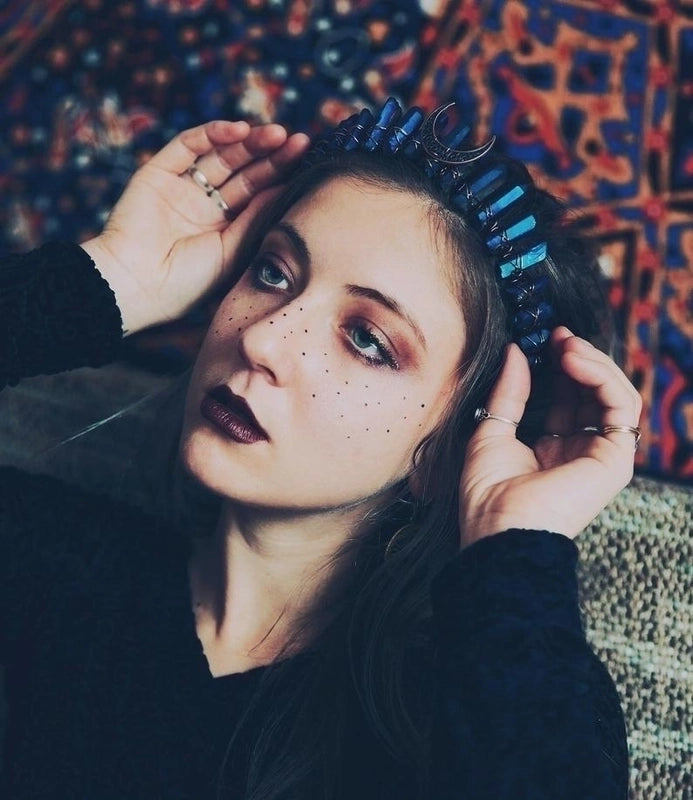 Retro Geometric Moon Natural Crystal Hair Band