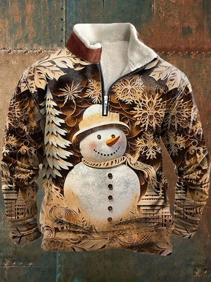 Men's Christmas Vintage Snowman Print Sweatshirt