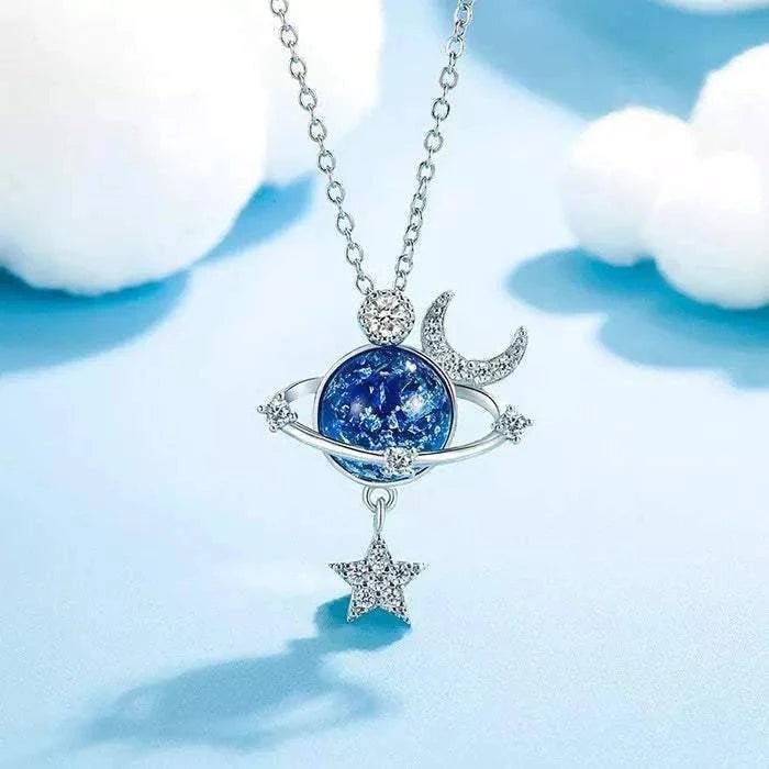 Space Series Necklace | You are The Special Star in the Universe| Adorable  Stars Moon Universe, Flying Saucer, Astronauts Picking Stars Necklace to Beautiful Daughter Granddaughter Wife Family 
