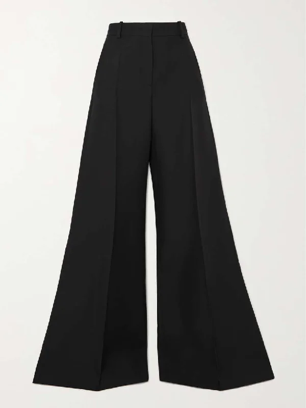 Wide Leg Solid Color Flared Trousers Pants