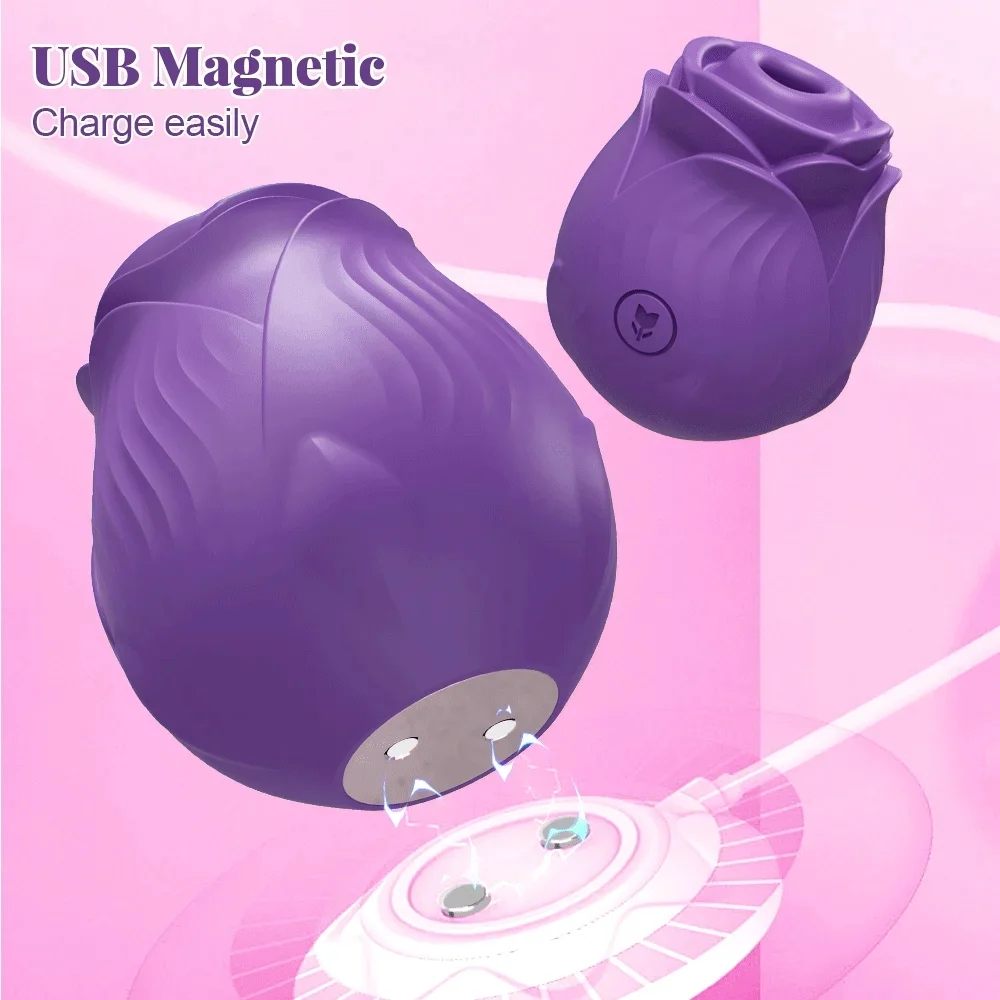 Rose Clitoral Sucker Sex Toy For Women and Remote Control Adjustable Nipple Toys Rose Vibrating Nipple Clamps With 10 Modes 