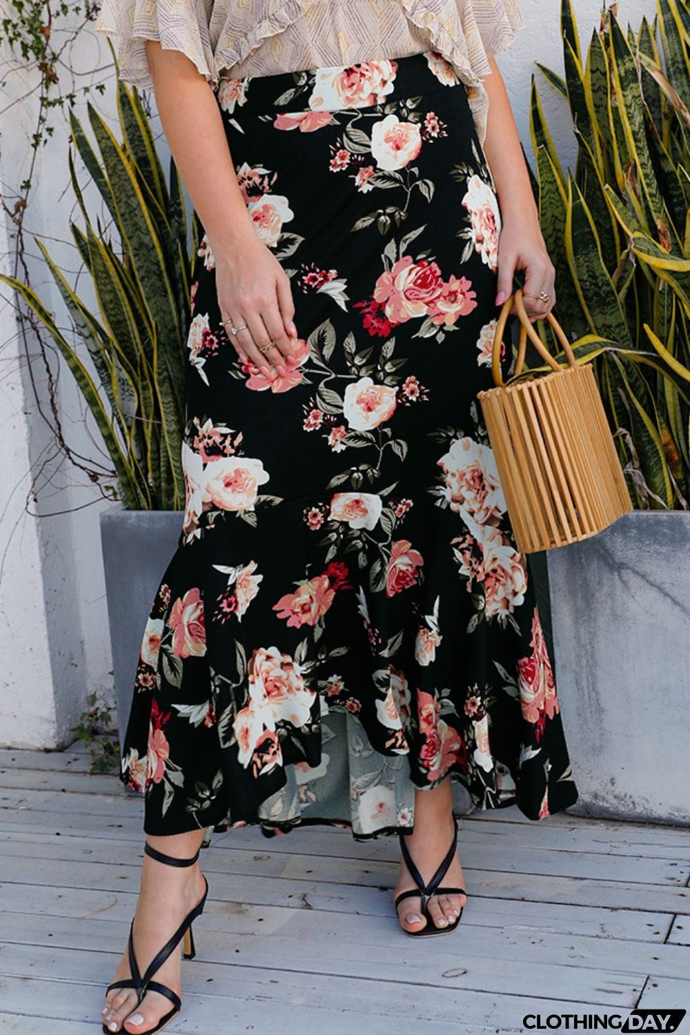 Plus Size Floral High-Rise Skirt
