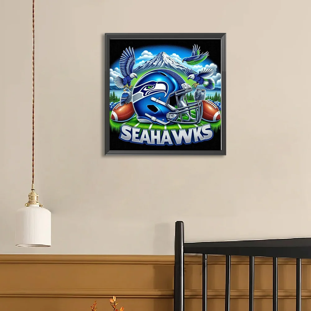 Diamond Painting - Full Round Drill - Seattle Seahawks Helmet(Canvas|40*40cm)