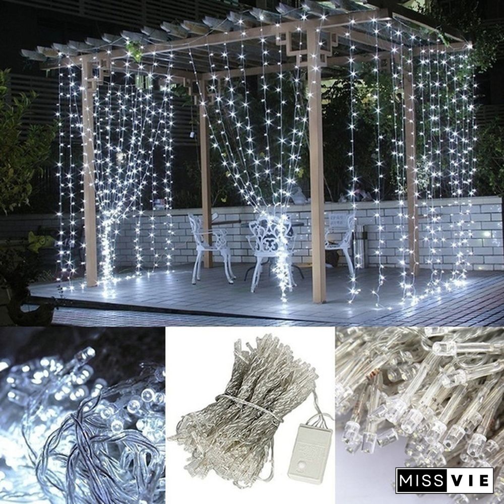 9 Colors 3Mx3M 300-LED Light Romantic Christmas Wedding Outdoor Decoration Curtain String Light