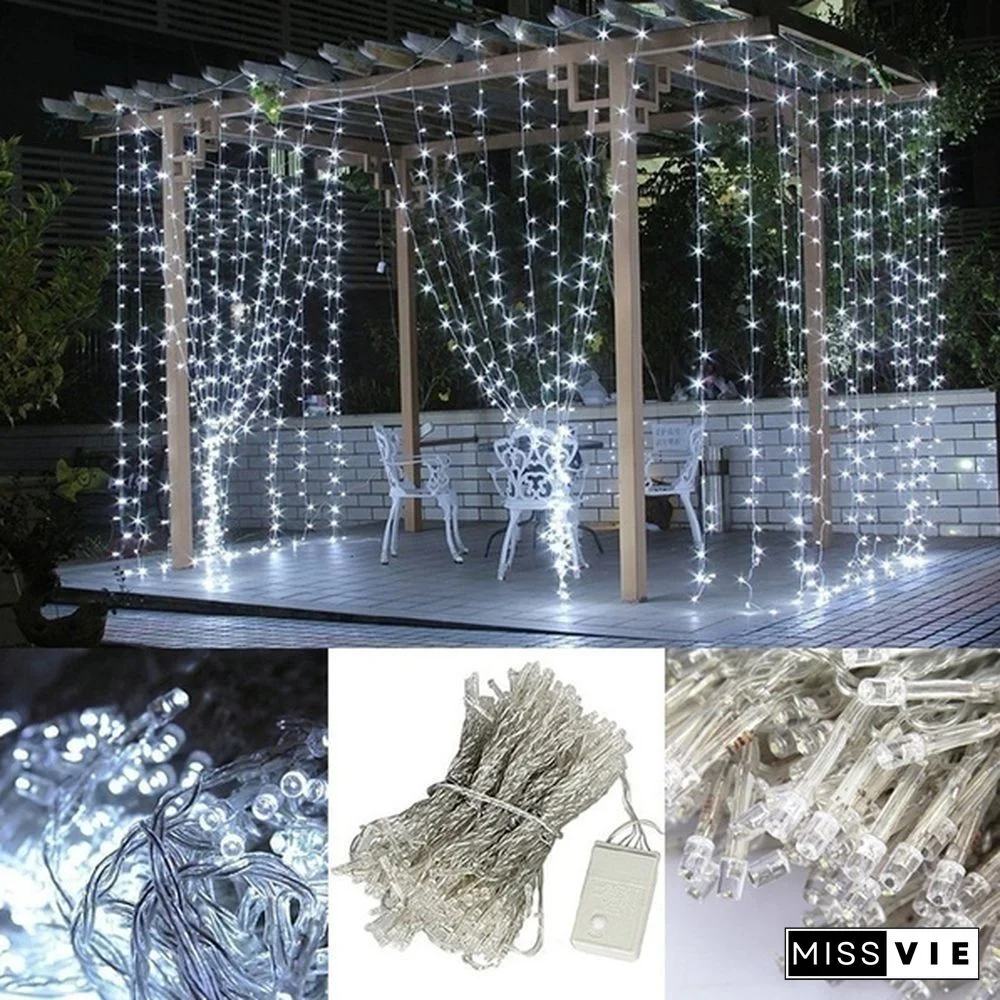 9 Colors 3Mx3M 300-LED Light Romantic Christmas Wedding Outdoor Decoration Curtain String Light