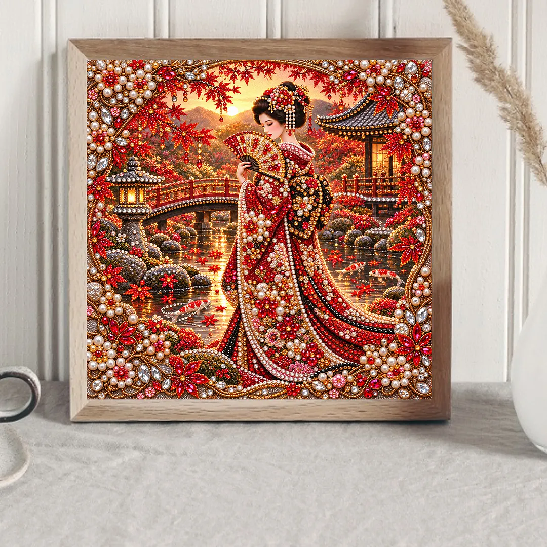 Japanese Girl Diamond Painting Kit Partial Drill 15.75x15.75in
