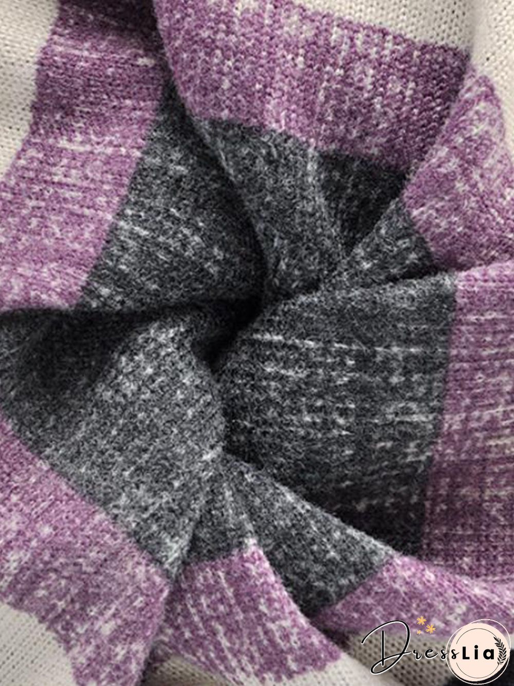 Hat Scarf Dual Purpose Retro Casual Striped Pattern Knit Warm/Windproof