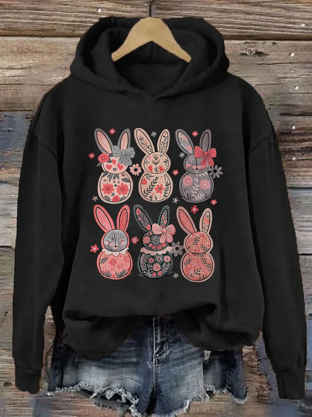Coquette Easter Bunny Floral Hoodie