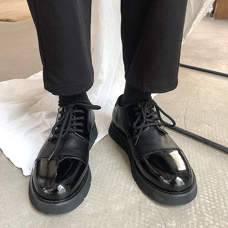 5121-P88ins Niche Increase Stitching Low-top Leather Shoes-dark style-men's clothing-halloween