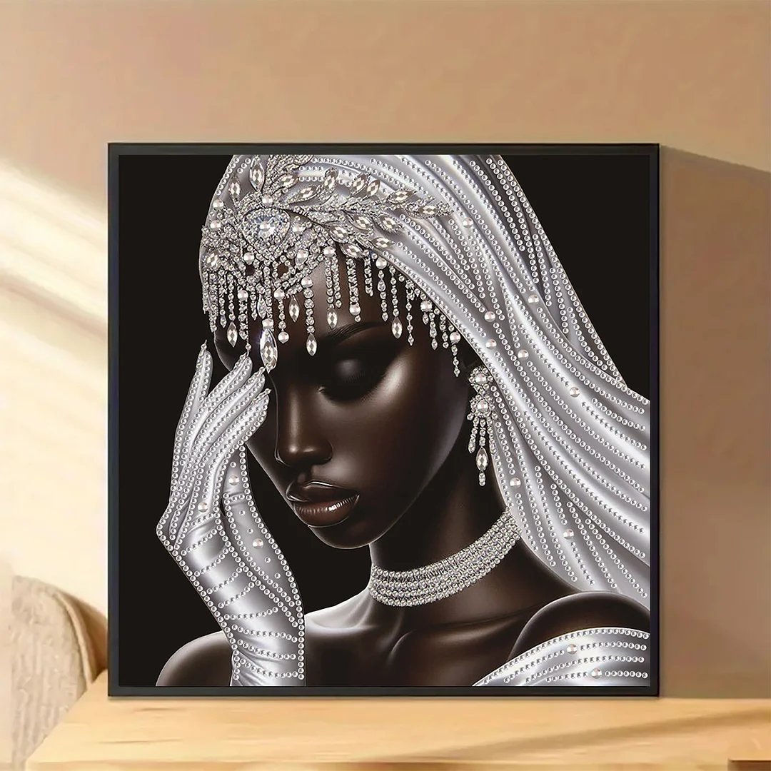 Diamond Painting - Partial Special Shaped Drill - Silver Veil Bride(Canvas|30x30cm)