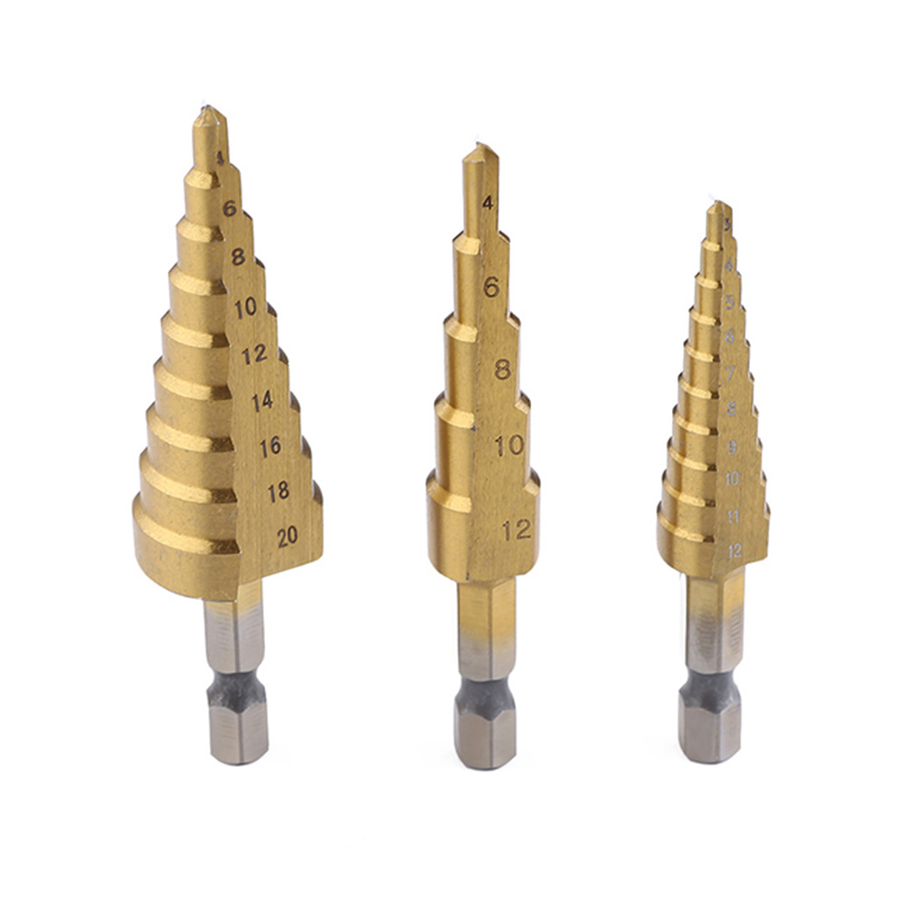 

3pcs 3-12mm 4-12mm 4-20mm Step Cone Drill Bits Hole Cutter Drilling Tool, 501 Original
