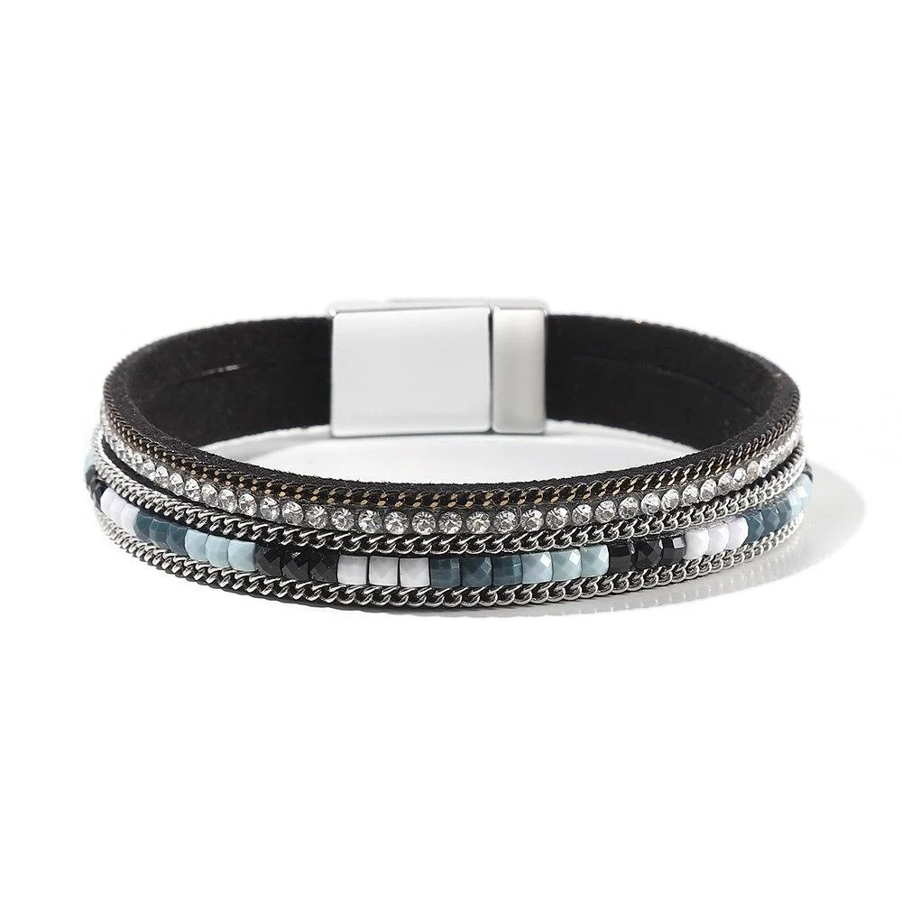 Multi Layer Bohemian Wrap Bracelets With Magnetic Clasp