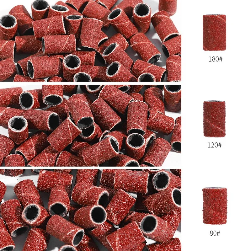 100pcs Electric Drill Sand Brands for Grinding Removal Refillable Nail Art Sand Cutter for Manicure Pedicure Ring Bits-Nail Inspo