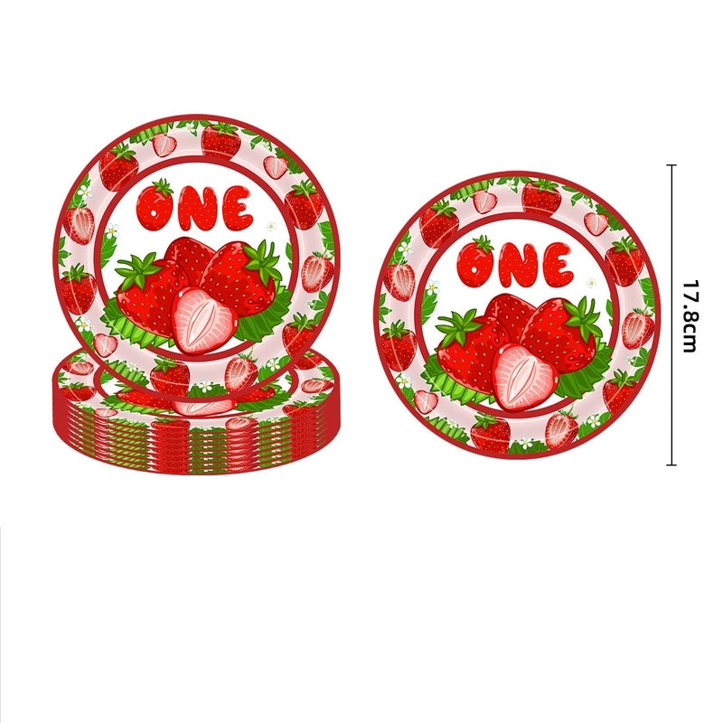 Other Printing (Printing) Birthday Cute Letter Strawberry PE PS Paper Party Tablecloth Tableware Party Supplies Cake Decorating Supplies 1 Piece