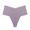  3pcs Womens Seamless Ice Silk Thong No Show Underwear Medium Waist High Cut Panty Sexy Bikini Bottom