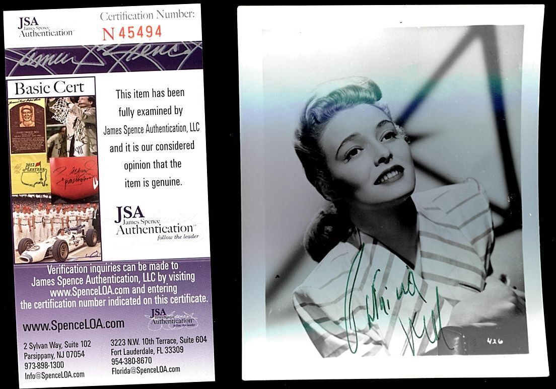 PATRICIAL NEAL OSCAR WINNER (DECEASED) SIGNED 4X5 JSA AUTHENTICATED COA #N45494