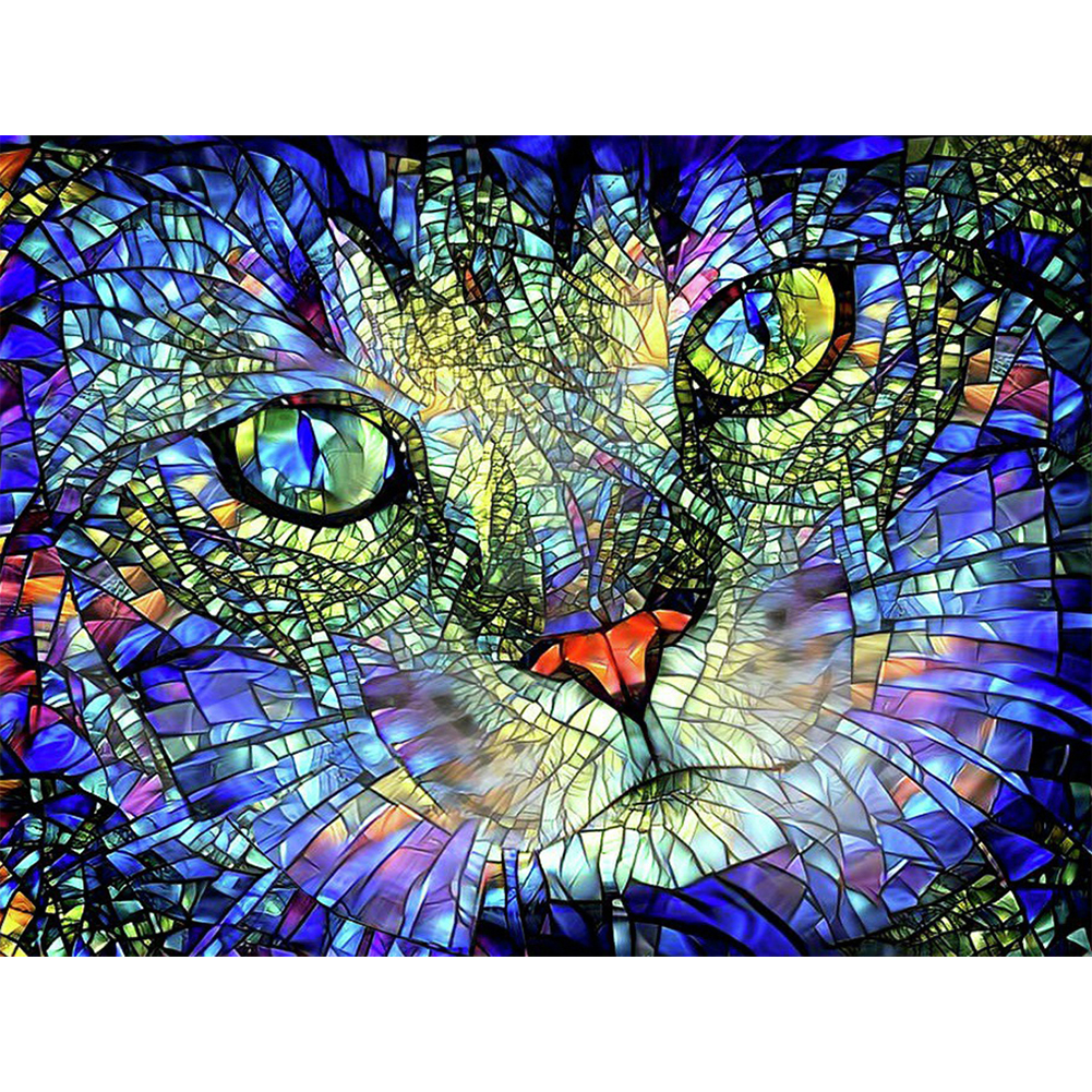 Psychedelic Cat - Round Drill Diamond Painting - 40*30CM купить в интернет-...