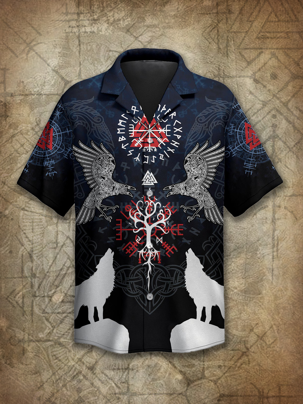 Viking Raven Wolf Knot Norse Spirit Power Heritage Hawaiian Shirt / Rvogue / Rvogue