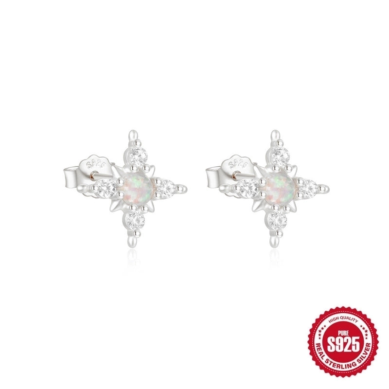 1 Pair 925 Sterling Silver Geometric Ear Studs