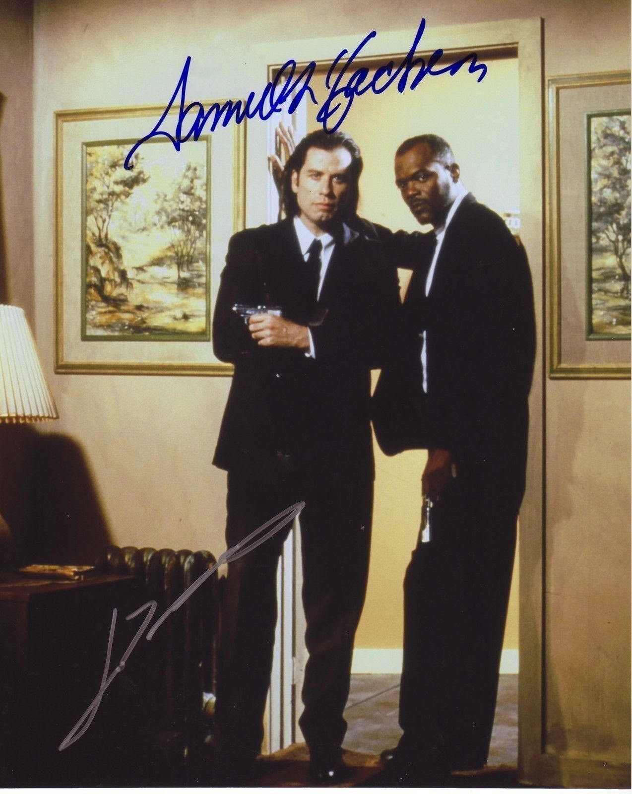 PULP FICTION - JOHN TRAVOLTA SAMUEL L JACKSON AUTOGRAPH SIGNED PP Photo Poster painting POSTER 2