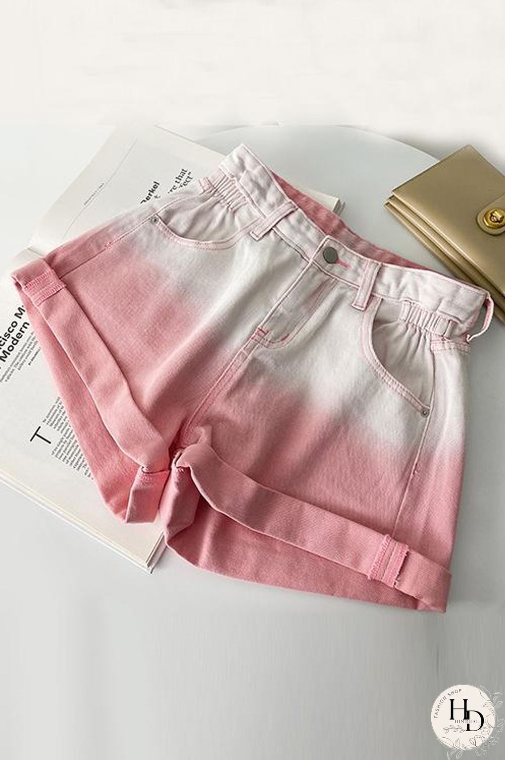 Hemming High Waist Denim Shorts