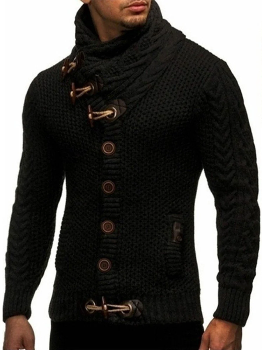 Men's Autumn and winter knitted Coat Turtleneck Button Fashion Sweater