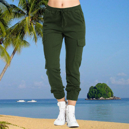 Women's Pants Pocket Solid Color Comfortable Casual Cargo Pants