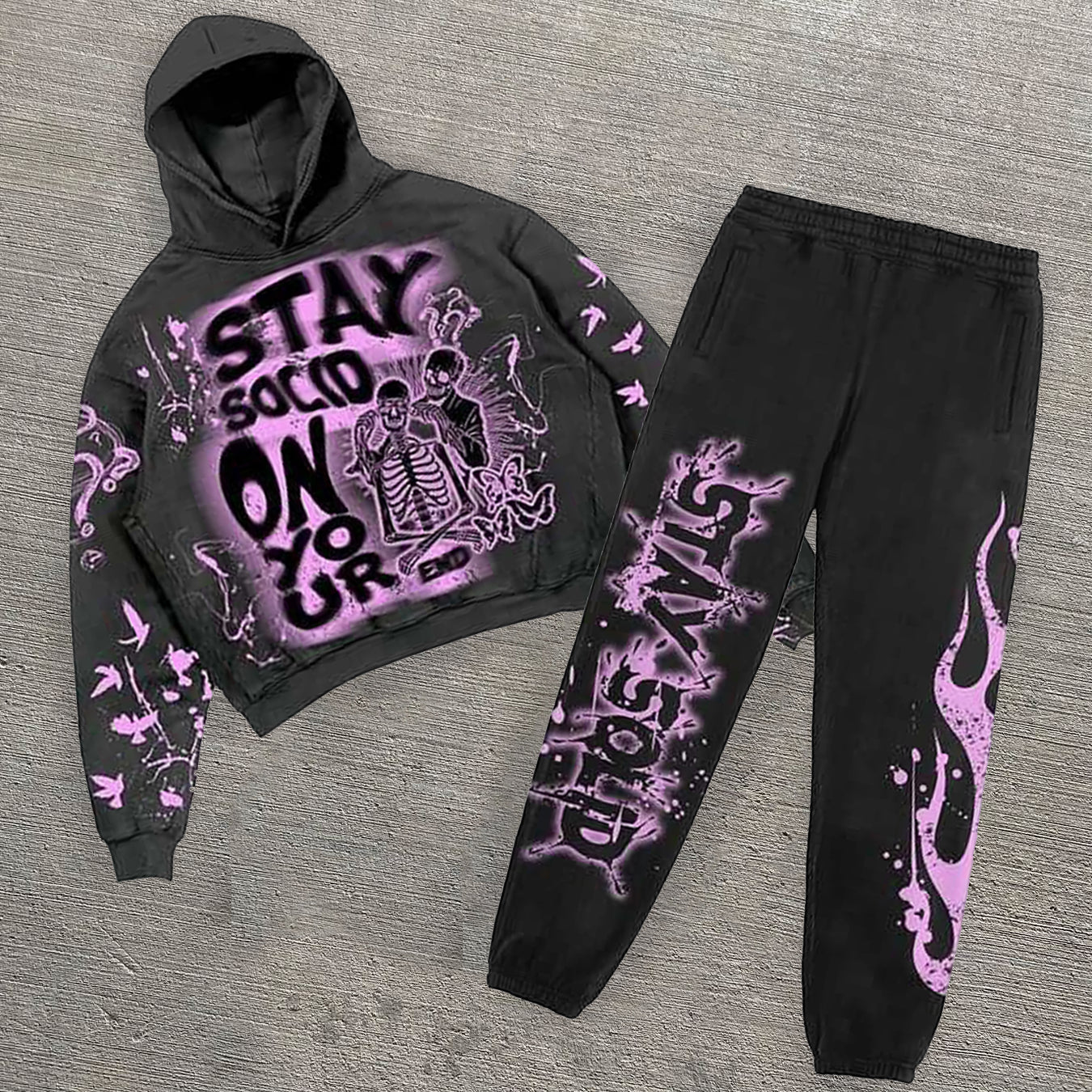 Save Cool Print Casual Street Hoodie Two-Pack Set