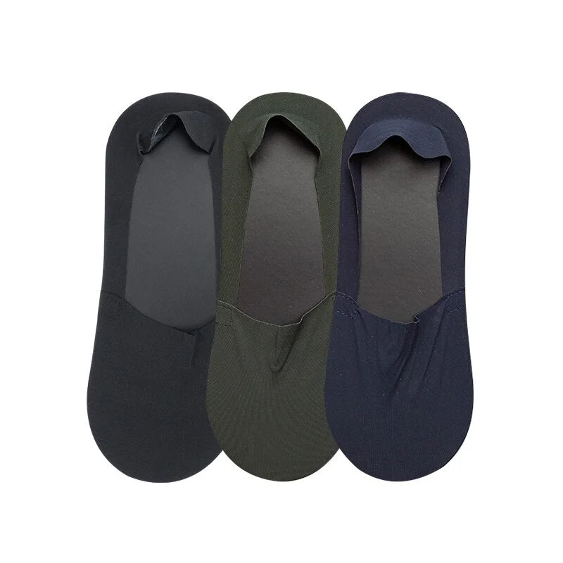 3Pairs Summer Breathable Invisible Boat Socks Non-slip Male Ice Seamless Silicone Shallow Ankle Low Cut Short No Show Sock