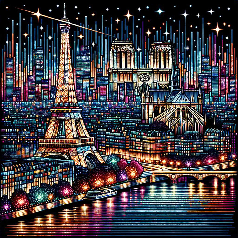 Eiffel Tower At Starlight 40*40cm(canvas) full round drill diamond painting