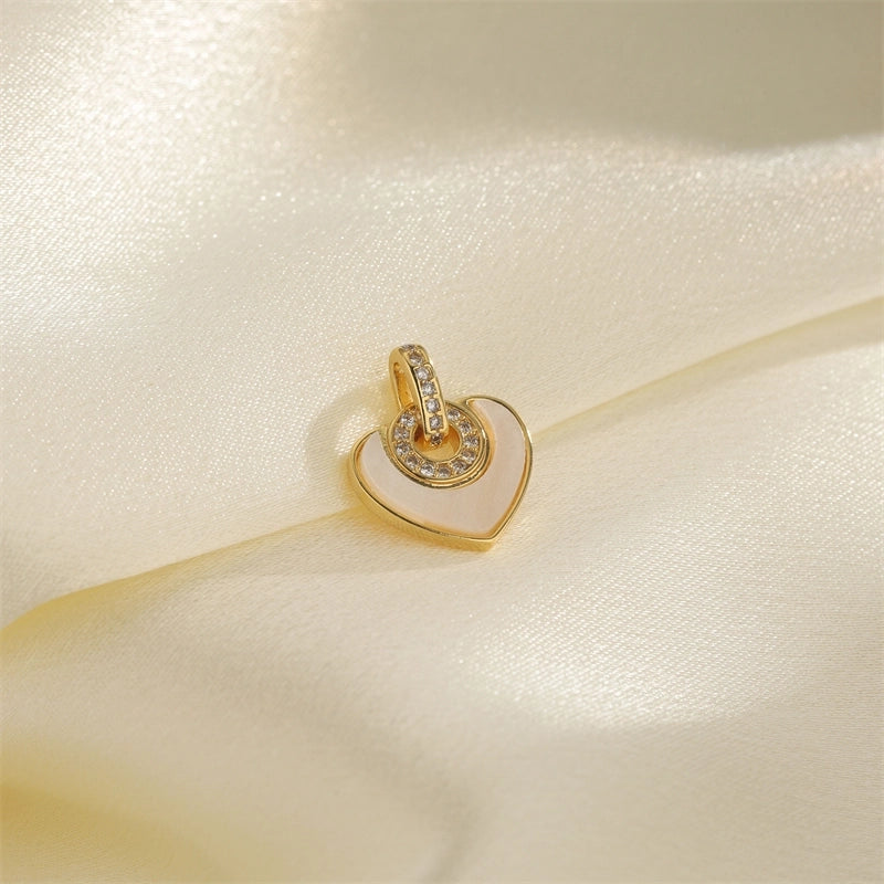 1 PCS/Package Hole 10mm+ Copper Zircon 18K Gold Plated Heart Shape Flower Pendant