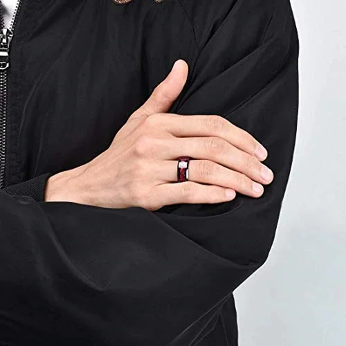 6MM 8MM Women's or Men's Tungsten Carbide Watches Gear Rings Black With Dark Color Watch Gear Resin Inlay Design