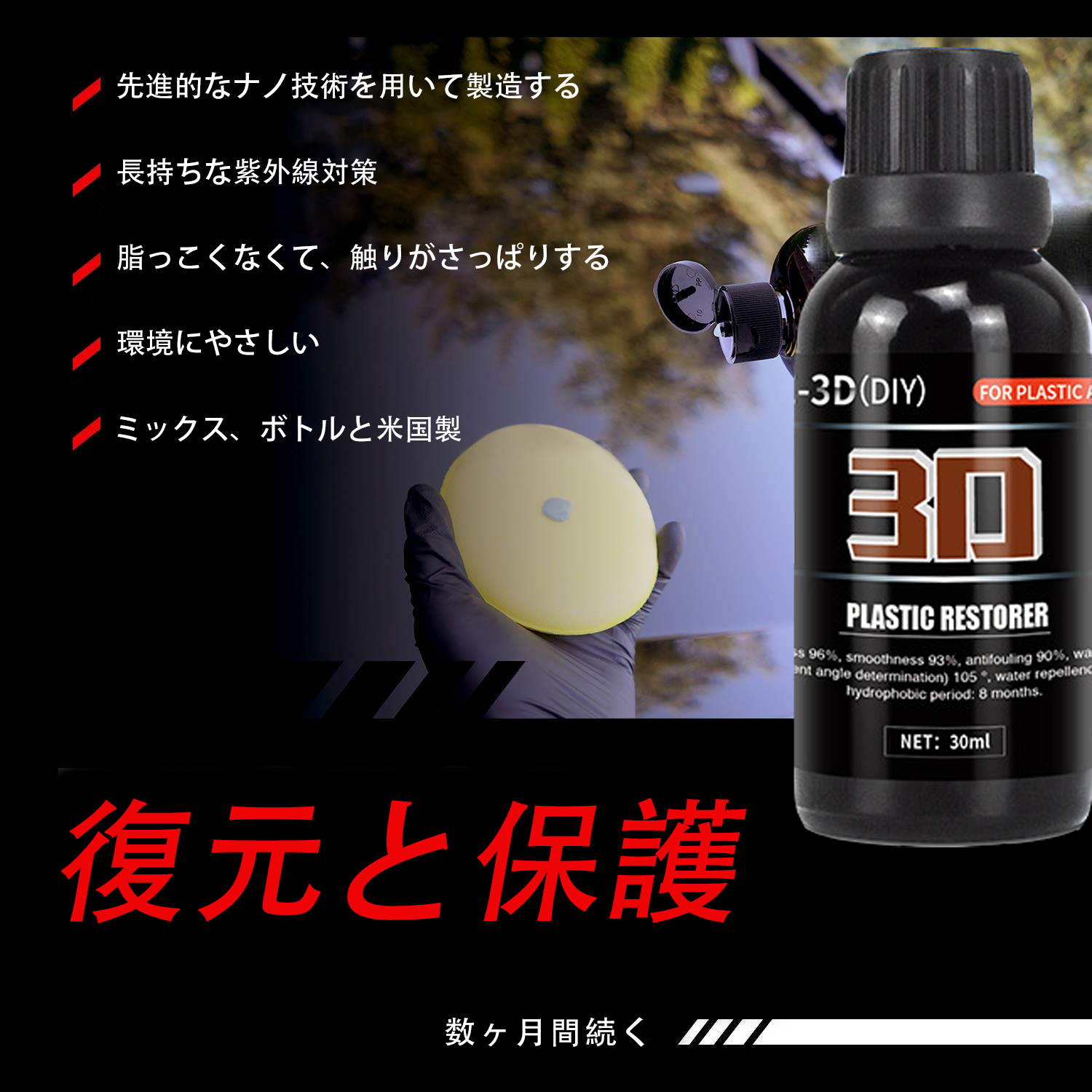 本日限定セール 9 Hナノメートル 自動車のプラスチックリフォーム還元剤